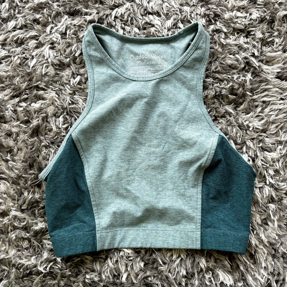 Outdoor Voices x Madewell Womens Small Green Heathered High Neck Crop Tank Top